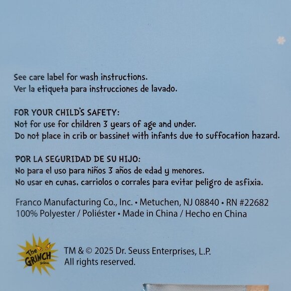 Dr. Seuss The Grinch Queen Plush Blanket 90" X 90" Christmas Soft & Warm Holiday - Picture 5 of 12